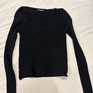SHEIN Black Ribbed Knit Top
